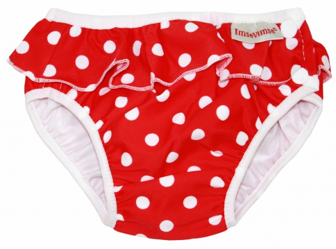 BAÑADOR PAÑAL LUNARES ROJO T.L