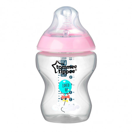 BIBERON CTN 260ML DECORADO ROSA LILA +0M