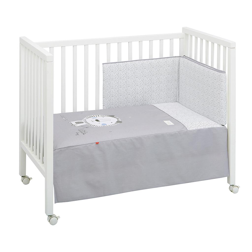 COLCHA+PROTECTOR CUNA 60 LION GRIS