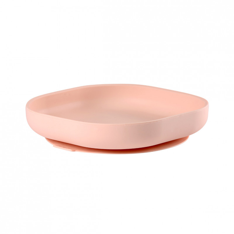 PLATO SILICONA C/VENTOSA ROSA