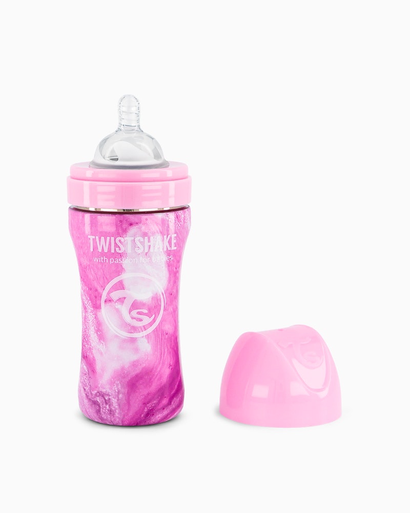 BIBERON ACERO ANTICOL.330ML MARBLE PINK