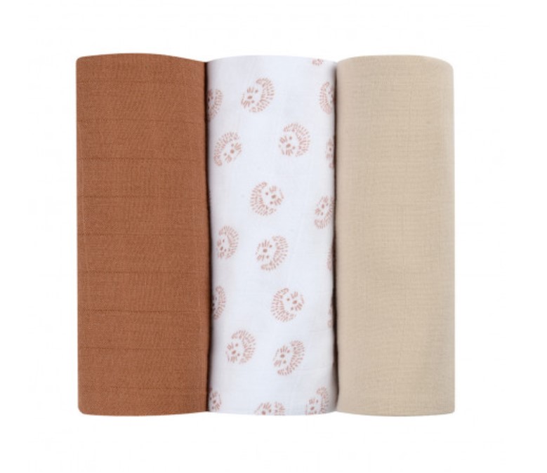 SET 3 MUSELINAS 70X70CM 100% ALGODÓN ORGÁNICO HERRISON