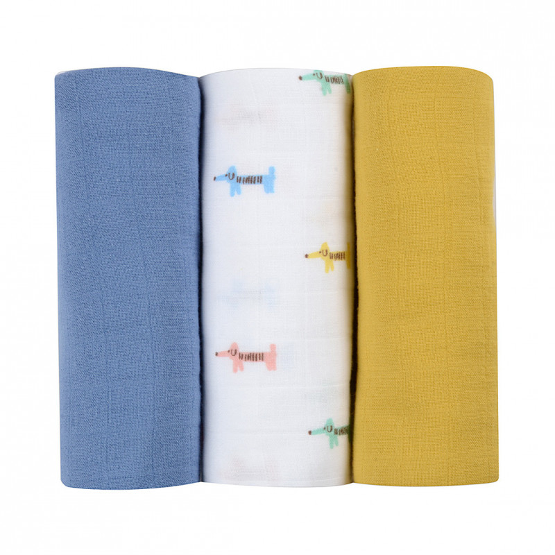 SET 3 MUSELINAS 70X70CM 100% ALGODÓN ORGÁNICO TECKEL