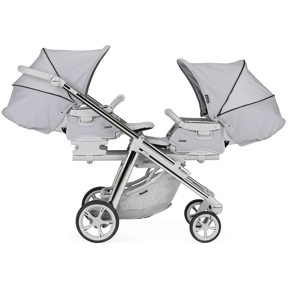 SILLA GEMELAR DUPLA CONVERTIBLE KP051 CROMADO/GRIS TOPO