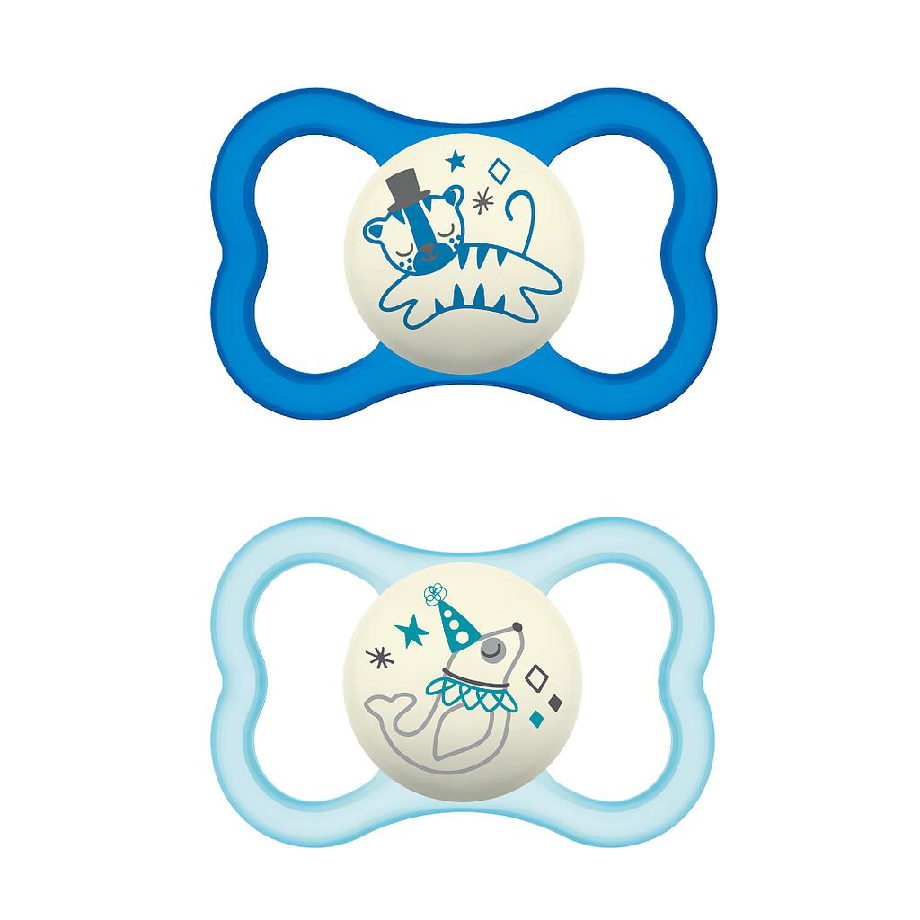 MAM CHUPETE AIR night SILICONA 6M+ 2UNDS Azul