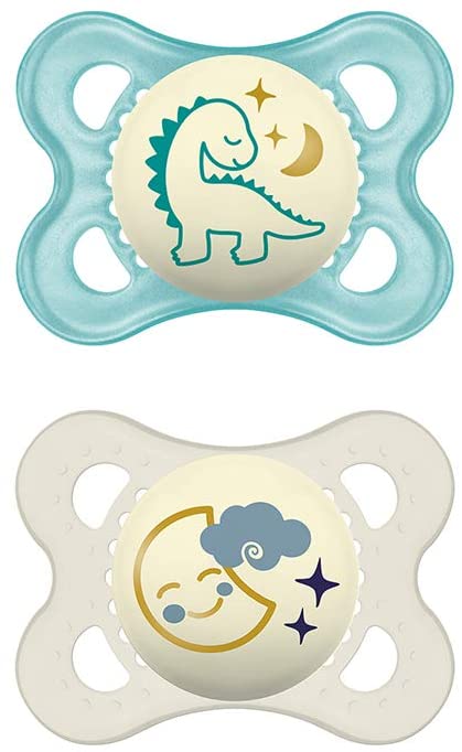 MAM CHUPETE ORIGINAL NIGHT 0M+ SILICONA 2UN AZUL