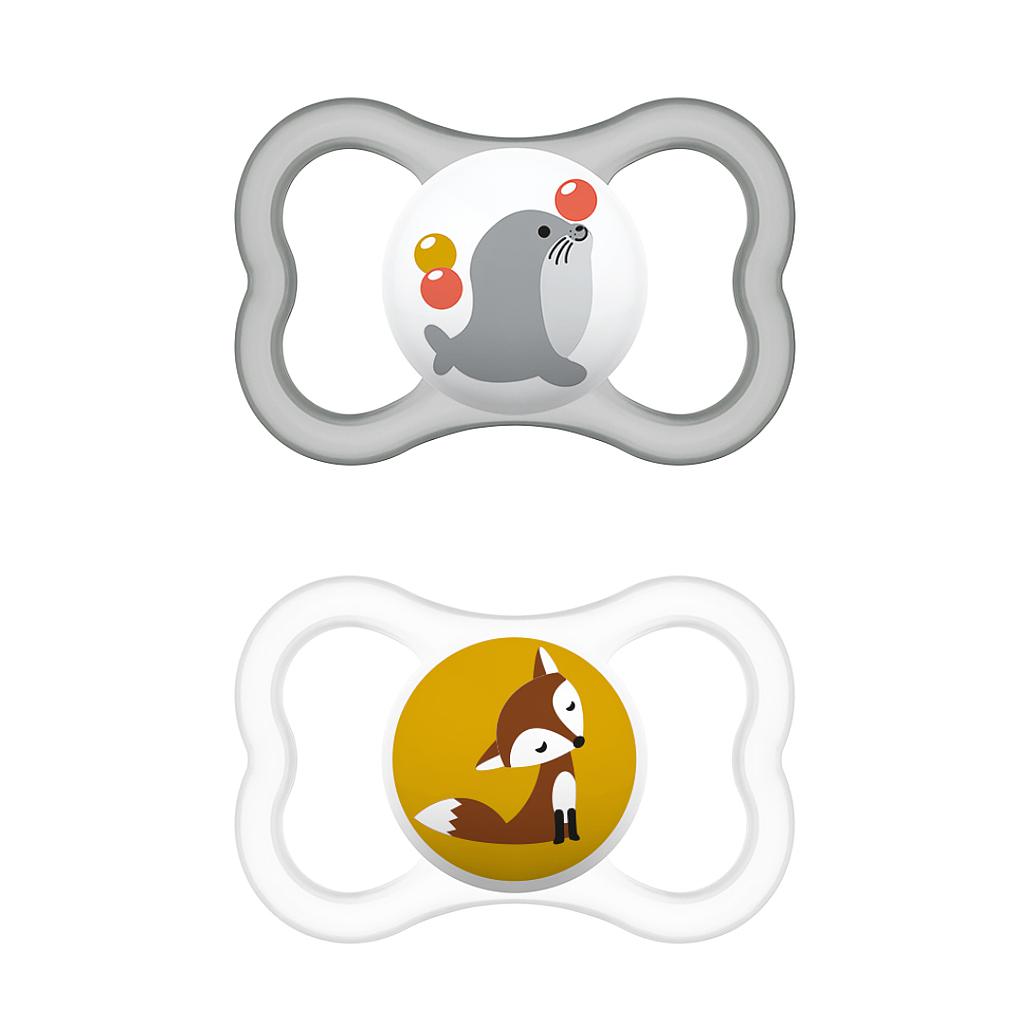 MAM CHUPETE AIR SILICONA 6M+ 2UNDS Neutro