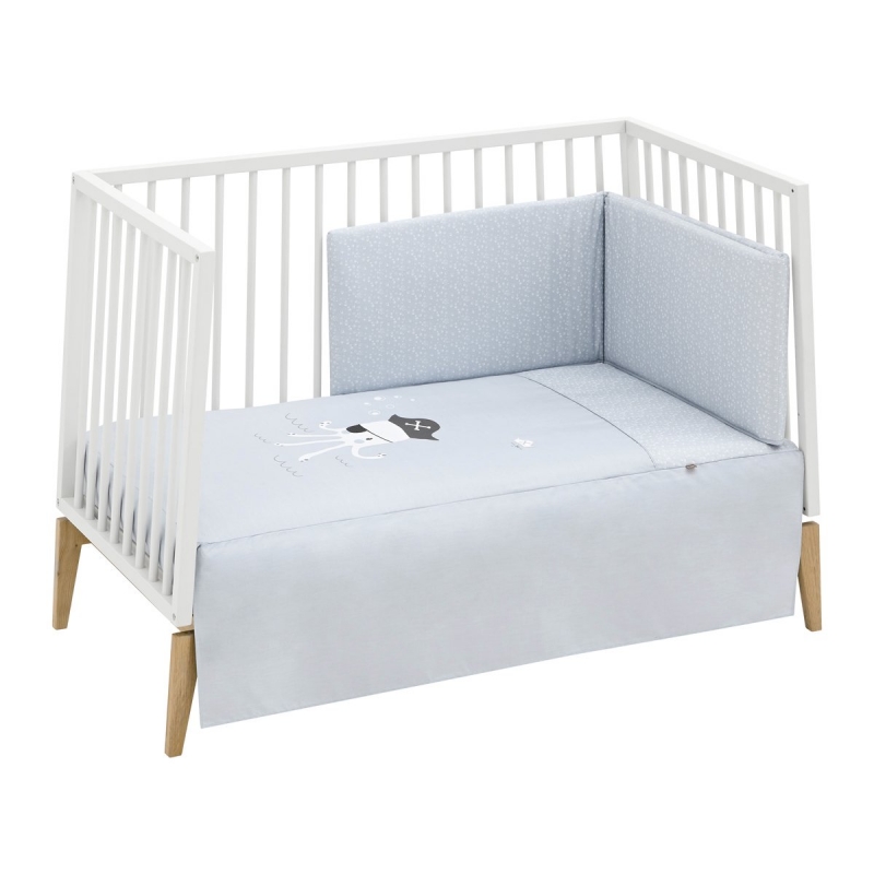 COLCHA+PROTECTOR CUNA 70 BE OCEAN GRIS 70X140X3CM