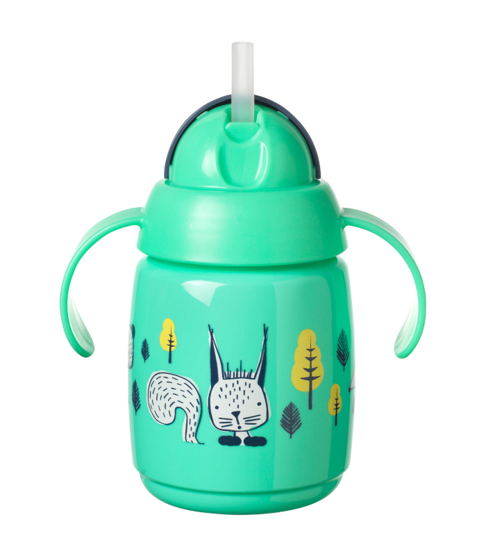 VASO DE APRENDIZAJE CON CAÑA 300ML TURQUESA