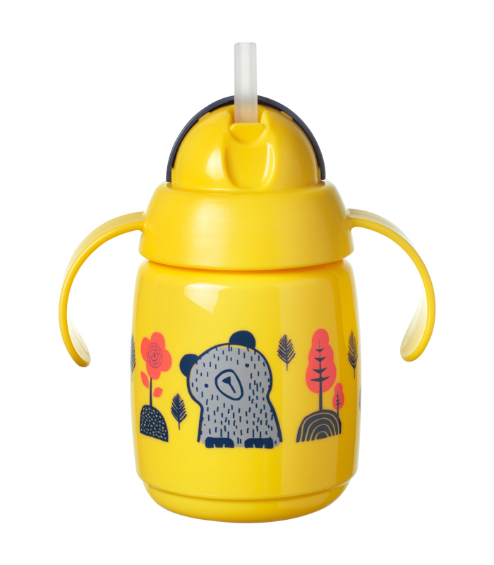 VASO DE APRENDIZAJE CON CAÑA 300ML AMARILLO