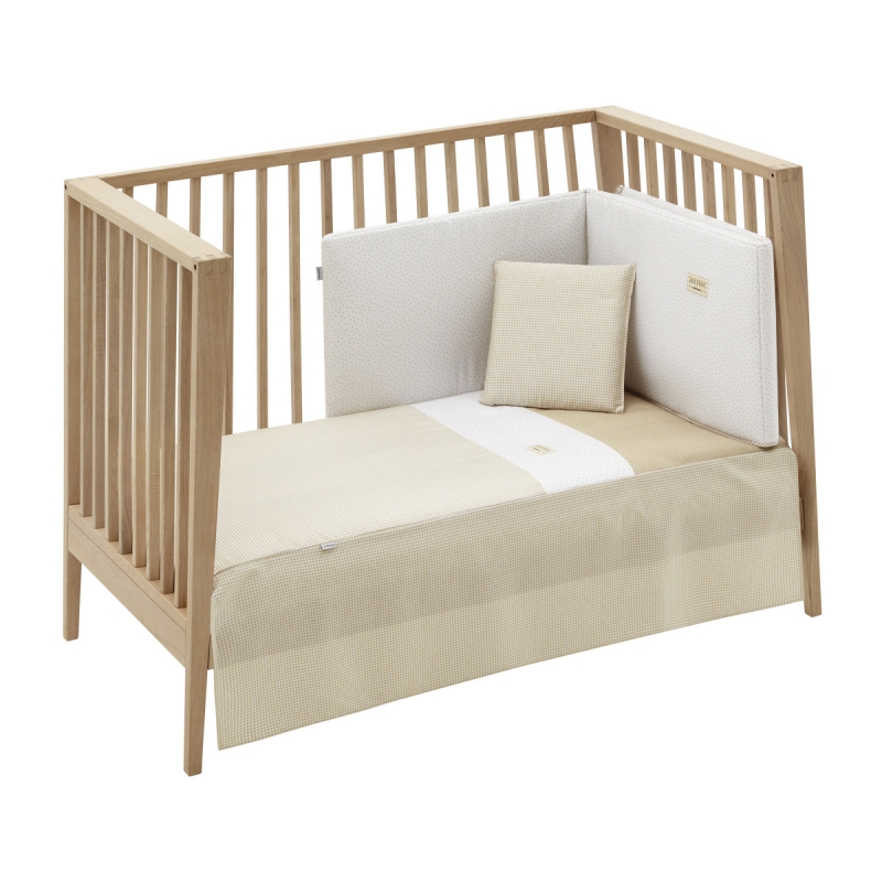 COLCHA+PROTECTOR CUNA 60 VICHY10 BEIG