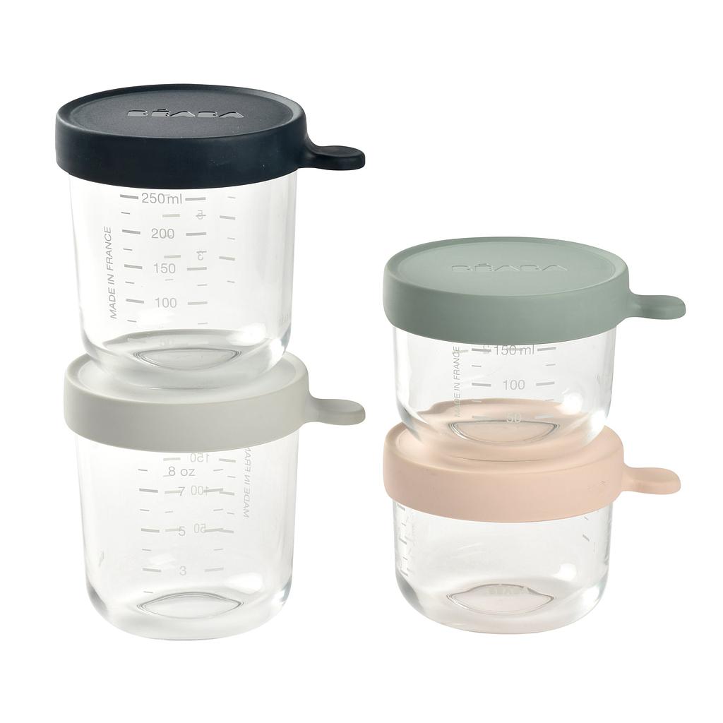 SET 4 PORTIONS VERRE (150ml pink / 150ml eucalyptus green / 250ml light mist / 250ml dark blue)