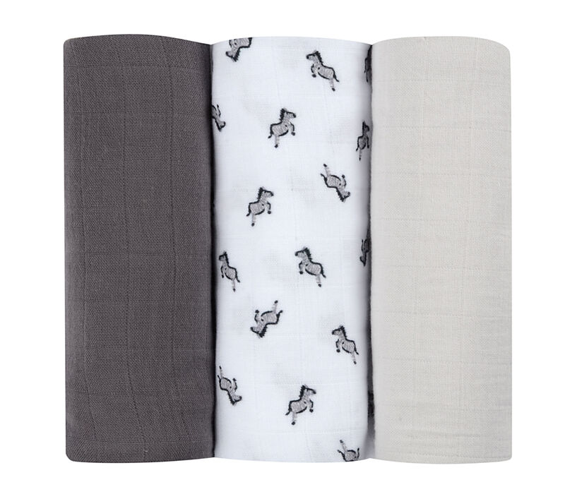 SET 3 MUSELINAS 70X70CM 100% ALGODÓN ORGÁNICO SAVANA GRIS