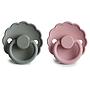 Pack 2 Chupetes FRIGG Block Latex DAISY 0-6m French Gray/Baby Pink