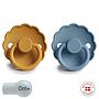 Pack 2 Chupetes FRIGG Block Silicona DAISY 0-6m Honey Gold/Glacier Blue