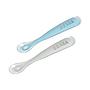 SET DE 2 CUCHARAS PRIMERAS COMIDAS SILICONA GRIS+AZUL