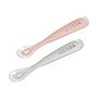 SET DE 2 CUCHARAS PRIMERAS COMIDAS SILICONA  GRIS+ROSA